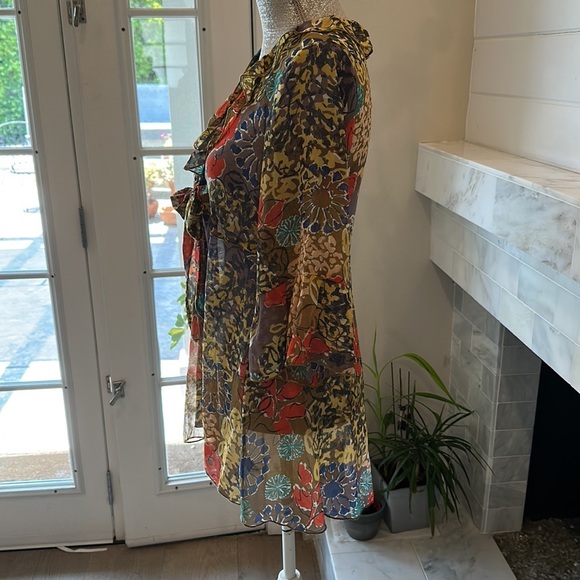 CAbi Shakespeare Multicolored Floral Tie Kimono Jacket # 360 Size Small - Picture 7 of 16